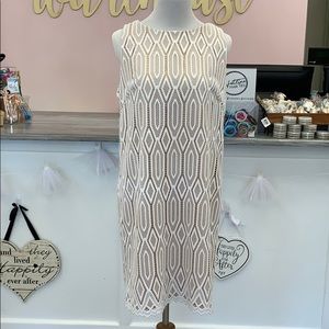 White geometric dress